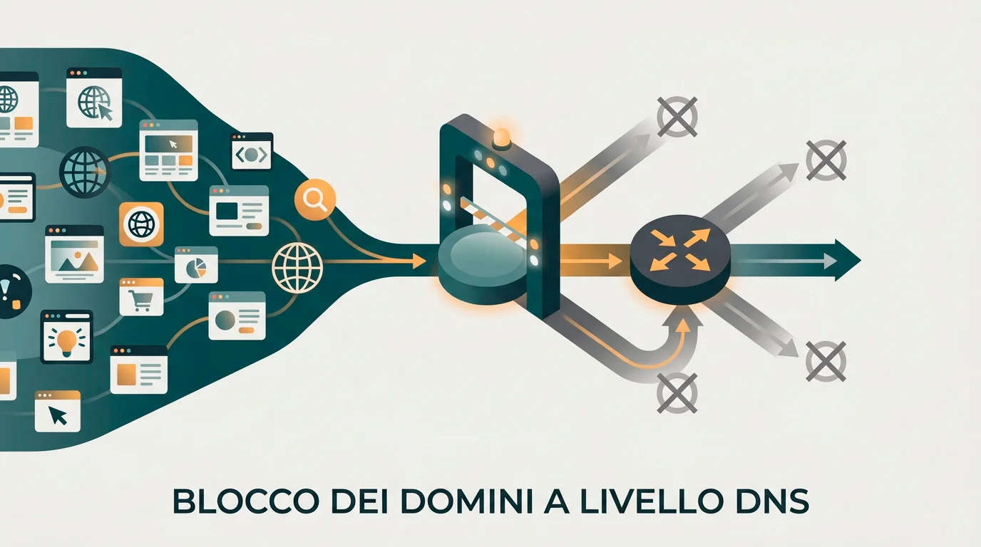 Schema dell'inibizione DNS dei domini di gioco non autorizzati nella black list ADM