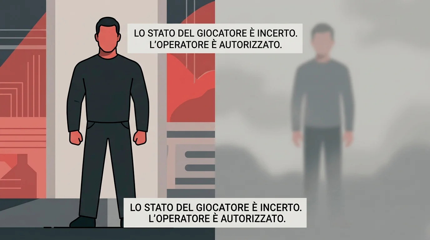 Confronto visivo tra la posizione sanzionata dell'operatore senza concessione e la zona grigia del giocatore