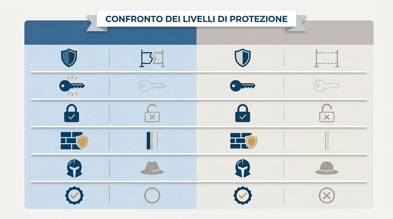 Tabella visiva che affianca le tutele di un concessionario ADM e di un operatore non AAMS