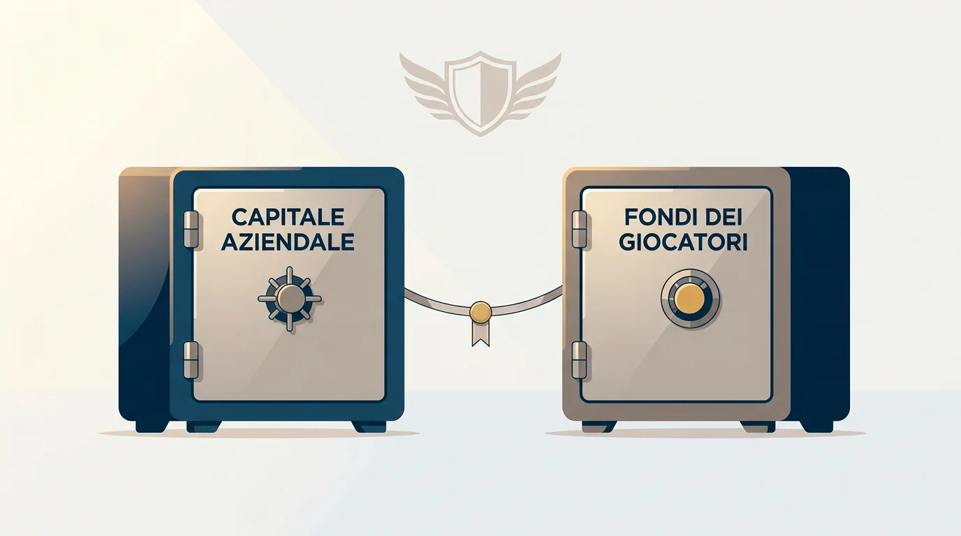 Illustrazione della separazione dei fondi dei giocatori dal capitale aziendale presso i concessionari ADM