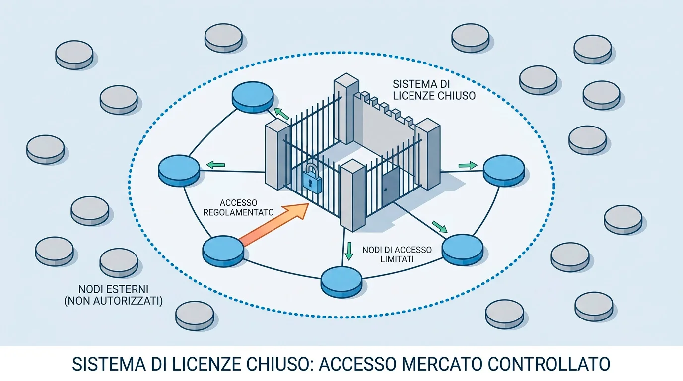 Rappresentazione del sistema concessorio italiano a licenze chiuse gestito da ADM