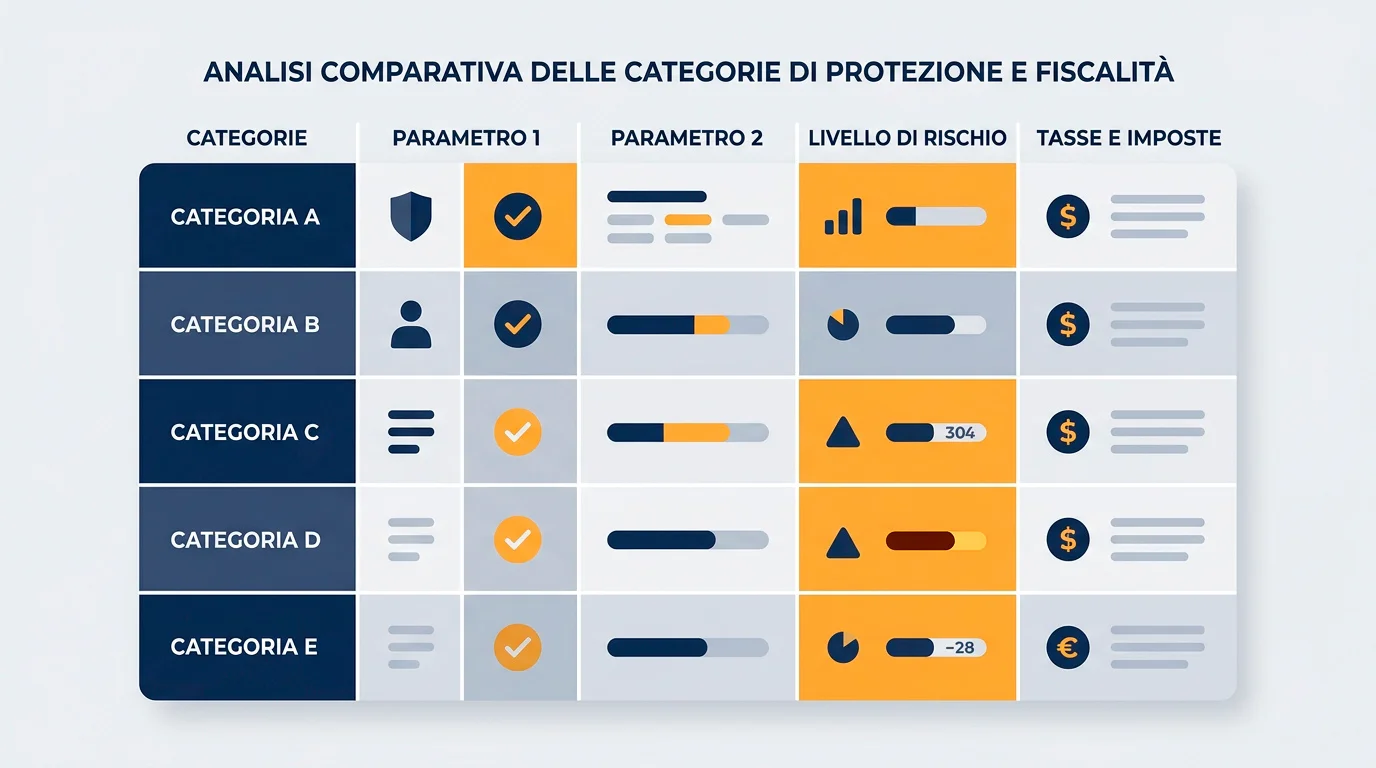 Tabella di confronto delle giurisdizioni di licenza per tutela e fiscalità